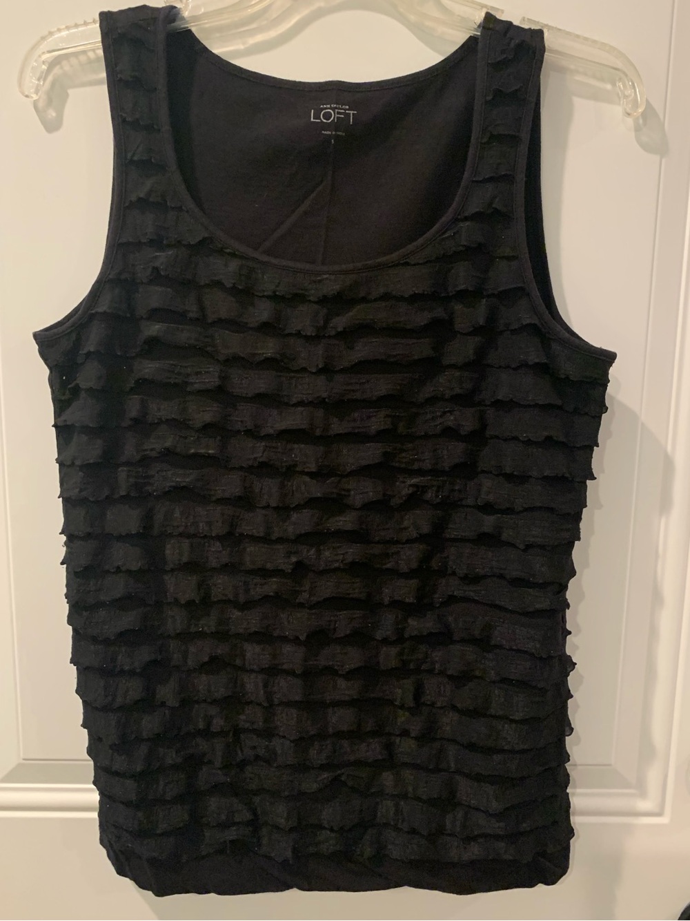 LOFT Black Ruffled Layer Tank